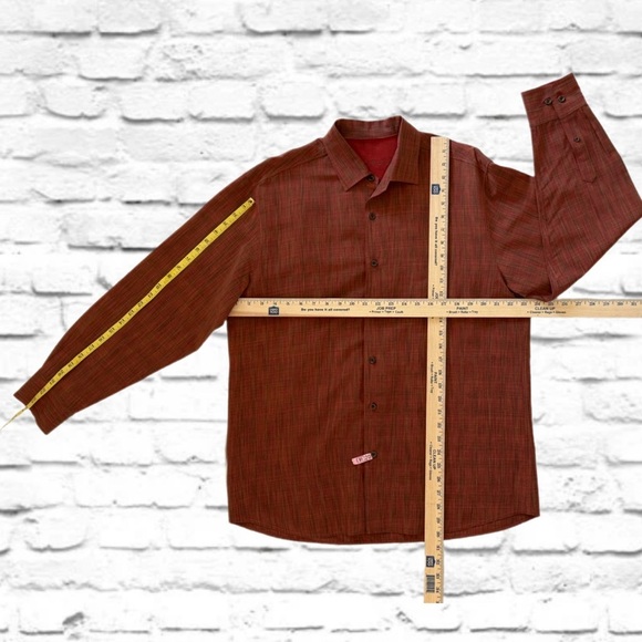 Tommy Bahama Silk Wool Shirt L Burnt Orange Plaid Embroidered Floral Details - Picture 5 of 10